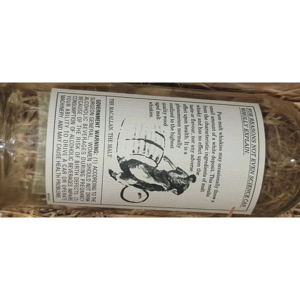 Macallan 25 Year Anniversary Malt Empty Bottle Unwashed Pristine Wood Box & Hay